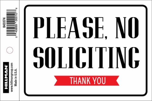 Hillman Vinyl No Soliciting Sign - Black/White Perspective: front