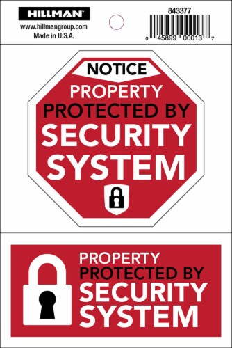 Hillman Adhesive Alarm System Sign Perspective: front