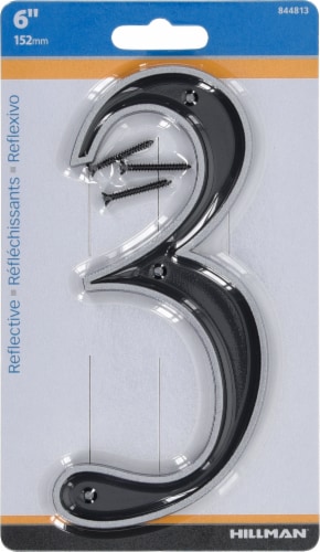 Hillman #3 Reflective House Number - Black Perspective: front