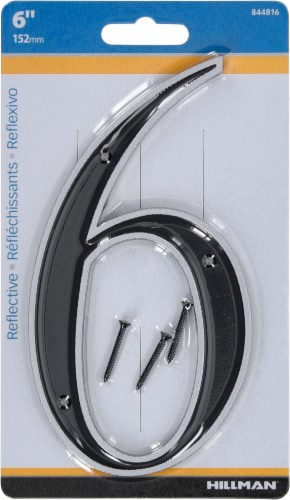 Hillman #6 Reflective House Number - Black Perspective: front