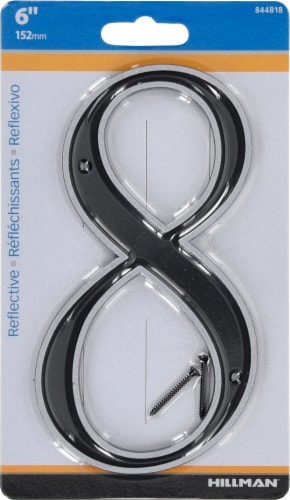 Hillman #8 Reflective House Number - Black Perspective: front