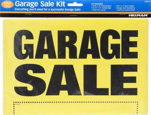 Hillman™ Yellow Plastic Garage Sale Sign Kit Perspective: front