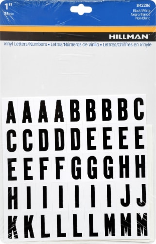 Hillman Vinyl Letters & Numbers - Black / White Perspective: front