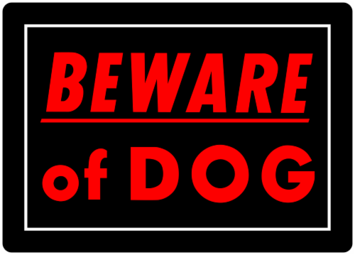 Hillman Beware of Dog Sign Perspective: front