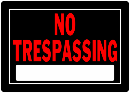 Hillman No Trespassing Sign Perspective: front