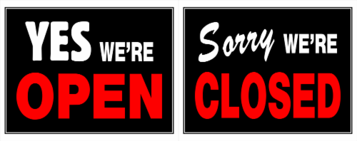 Hillman Open & Close Sign Perspective: front