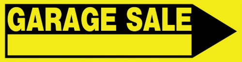 Hillman Garage Sale Arrow Sign - Yellow/Black Perspective: front