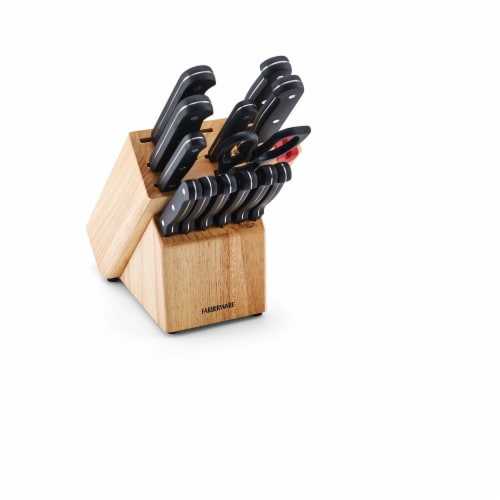 Farberware Edgekeeper 15-Piece Stainless Steel Knife Set Wood Block BLACK