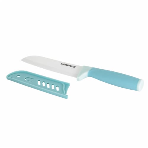 Farberware® Ceramic Santoku Knife - Aqua Perspective: front