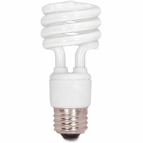 Satco T2 13-watt Mini Spiral CFL Bulb - 13 W - 60 W Incandescent Equivalent Wattage - 120 V AC - 900 lm - Spiral - T2 Size - Cool White Light Color - E26 Base - 12000 Hour - 6920.3degF (3826.8degC) Color Temperature - 82 CRI - Energy Saver - 1 Ea