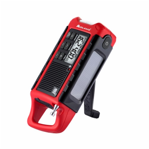 Midland Emergency Crank Weather AM/FM Radio - Red/Black Perspective: front