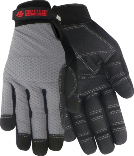Red Steer Glove Company® Ironskin® Mesh Backed General Utility Gloves - Gray Perspective: front