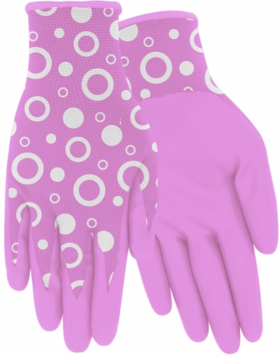 Red Steer Glove Company Bubble Pattern Nitrile Palm Women's Gloves - Pink Perspective: front