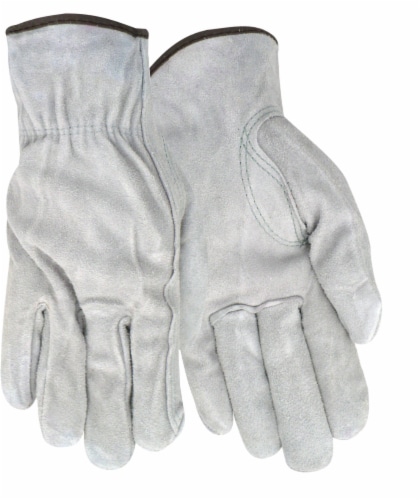 Red Steer Men's Suede Cowhide Leather Work Gloves - Gray Perspective: front