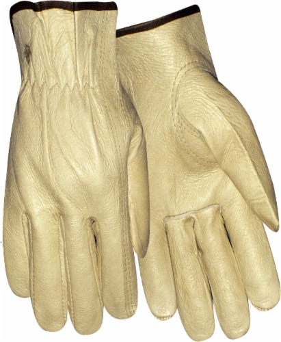 Red Steer Men's Cowhide Leather Work Gloves - Tan Perspective: front