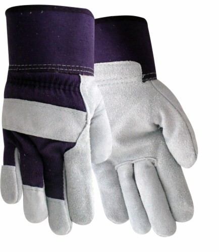 Red Steer Glove Company Suede Cowhide Leather Palm Women's Gloves - Purple Perspective: front