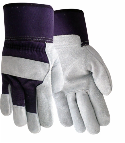 Red Steer Glove Company Suede Cowhide Leather Palm Women's Gloves - Purple Perspective: front