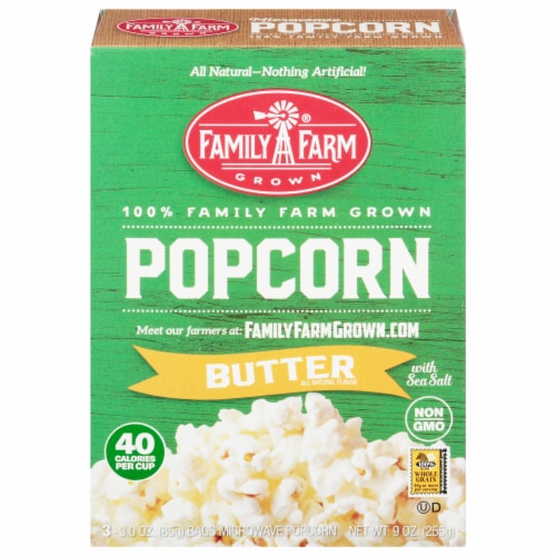 Family Farm Grown® Butter Microwave Popcorn Perspective: front