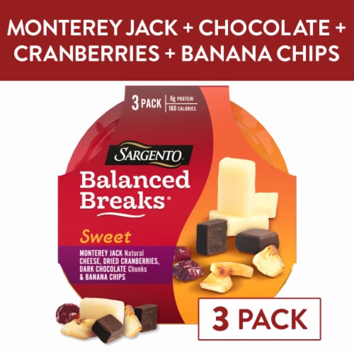 Sargento® Sweet Balanced Breaks® Monterey Jack Cranberries Dark Chocolate & Banana Chips Snack Kit