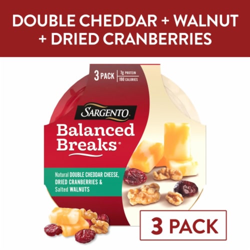 Sargento® Balanced Breaks Double Cheddar Cheese Dried Cranberries & Salted Walnuts Snacks Perspective: front
