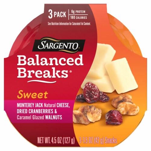 Sargento® Balanced Breaks® Sweet Monterey Jack Dried Cranberries & Walnuts Snack Pack Perspective: front