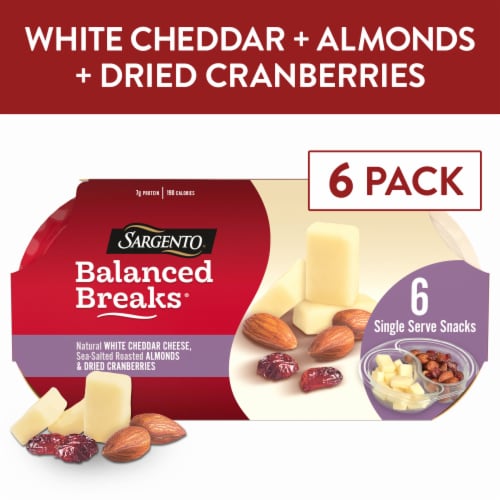 Sargento® Balanced Breaks® White Cheddar Cheese Almonds & Dried Cranberries Snack Kit Perspective: front