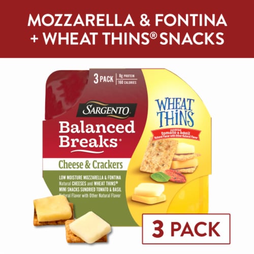 Sargento® Balanced Breaks Low Moisture Mozzarella and Fontina Cheeses with Wheat Thins Mini Snacks Perspective: front