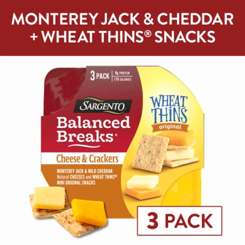 Sargento® Balanced Breaks® Monterey Jack and Mild Cheddar Cheese with Mini Wheat Thins Snack Pack Perspective: front