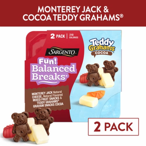 Sargento® Fun! Balanced Breaks® Monterey Jack Cheese Mixed Fruit & Teddy Grahams® Cocoa Snack Kits Perspective: front
