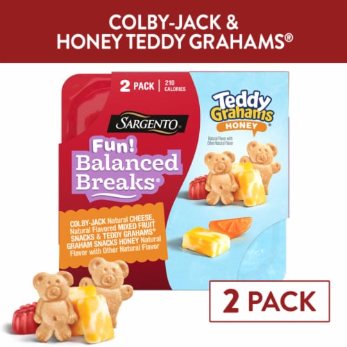 Sargento® Fun! Balanced Breaks® Colby-Jack Cheese Mixed Fruit TEDDY GRAHAMS® Honey Snack Kit Perspective: front