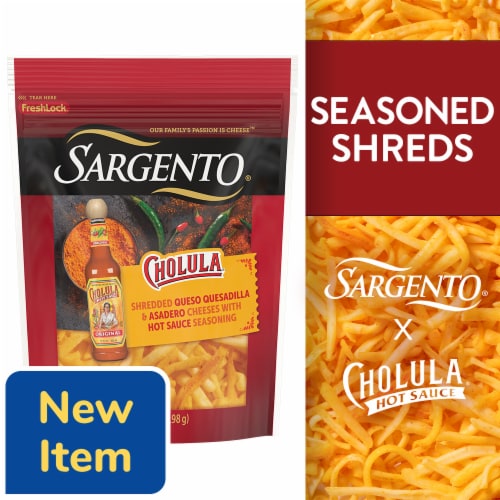 Sargento® Cholula® Queso Quesadilla & Asadero Shredded Cheeses with Hot Sauce Seasonings Perspective: front