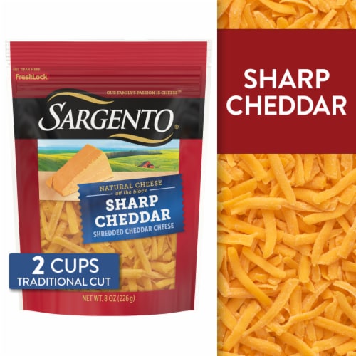 Sargento Off the Block Shredded Sharp Cheddar Cheese Perspective: front