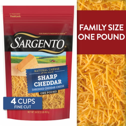 Sargento® Off the Block Fine Cut Sharp Cheddar Shredded Cheese Perspective: front