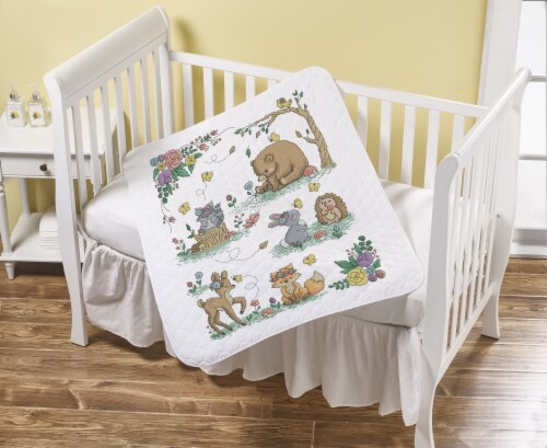 Bucilla Stamped Cross Stitch Crib Cover Kit 34 X43 Woodland Floral 1 King Soopers