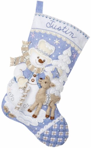 Bucilla Felt Stocking Applique Kit 18  Long-Snowman's Winter Perspective: front