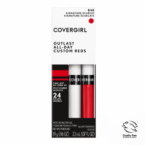 CoverGirl 840 Signature Scarlet Outlast All-Day Custom Reds Lipstick Perspective: front