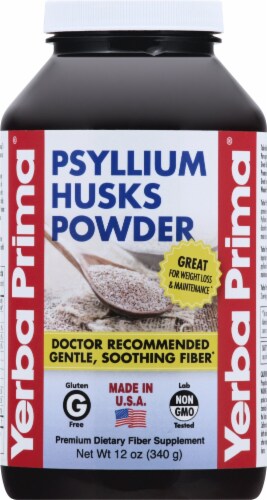 Yerba Prima Psyllium Husks Powder All Natural Fiber Supplement Perspective: front