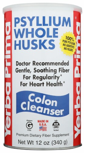 Yerba Prima® Psyllium Whole Husks Colon Cleanser Supplement Perspective: front