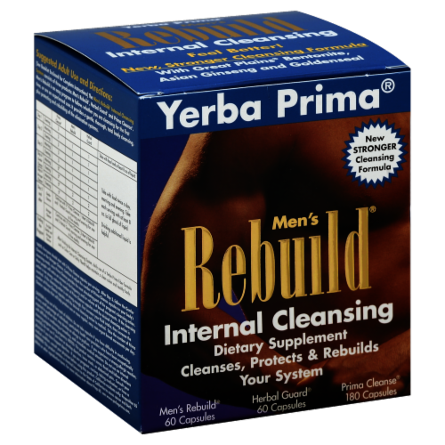Yerba Prima Men's Rebuild Internal Cleansing Capsules Perspective: front