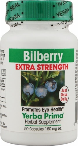 Yerba Prima Bilberry Extra Strength Capsules 160mg Perspective: front