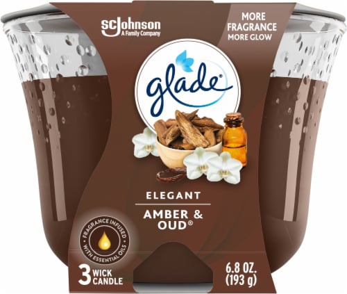 Glade Elegant Amber & Oud 3 Wick Scented Candle Perspective: front