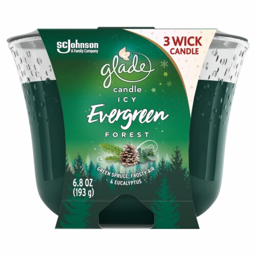 Glade Icy Evergreen Forest 3-Wick Candle Perspective: front