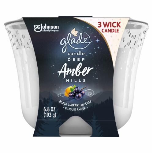 Glade Deep Amber Hills 3-Wick Candle Perspective: front