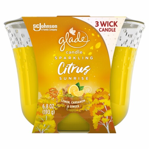 Lot of 4 Glade Sparkling Citrus Sunrise 3 Wick Candles 6.8 oz Limited Collection 