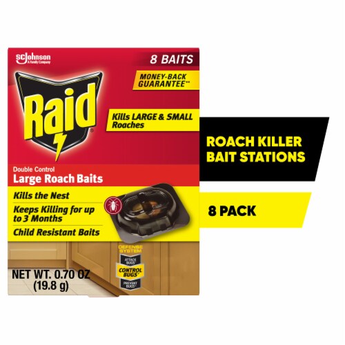 Raid Double Control Large Roach Baits, 8 Count Perspective: front