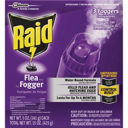 Raid 5 Oz. Flea Fogger 3 Pack 41654 5Oz. Kroger