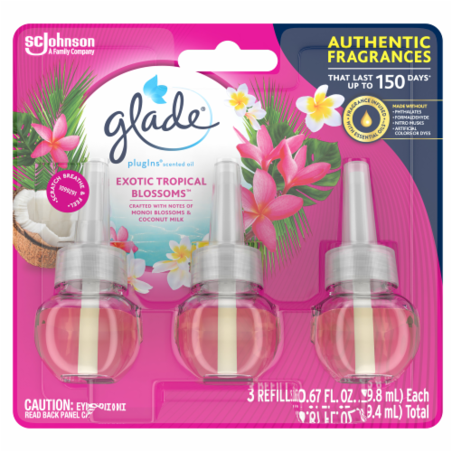 Glade PlugIns Scented Oil Refills, Hawaiian Breeze - 3 pack, 0.67 fl oz refills