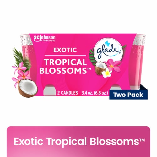 Glade® Candle Jar Air Freshener Tropical Blossoms Infused with Essential Oils Twin Pack Perspective: front