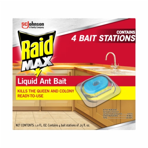 Raid Max Liquid Ant Bait, Outdoor and Indoor Ant Poison Bait Stations for Home, 4 ct Perspective: front