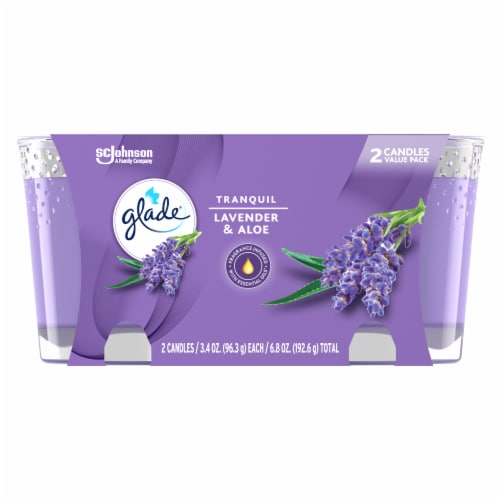 Glade® Tranquil Lavender & Aloe Scented Candles Perspective: front